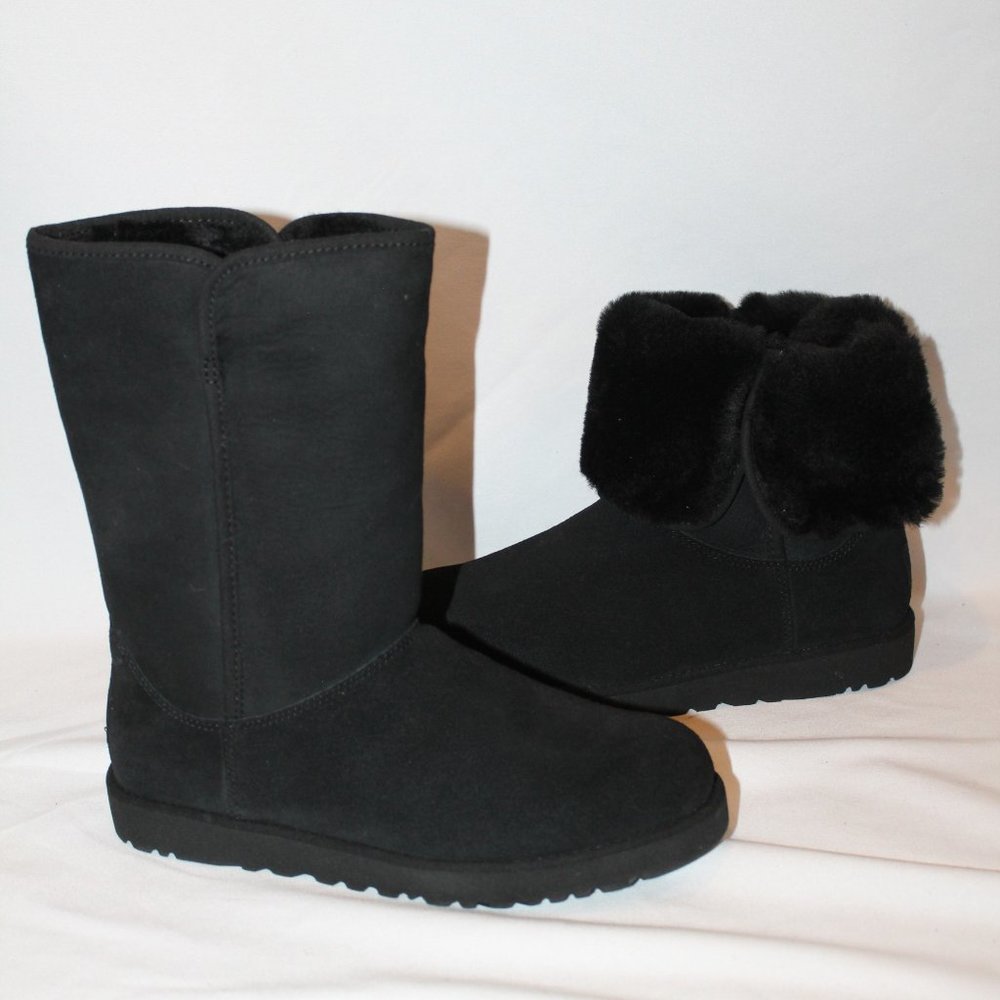 NEW UGG WOMEN'S MICHELE TALL BLACK SUEDE‎ SHEARLING LINED BOOTS